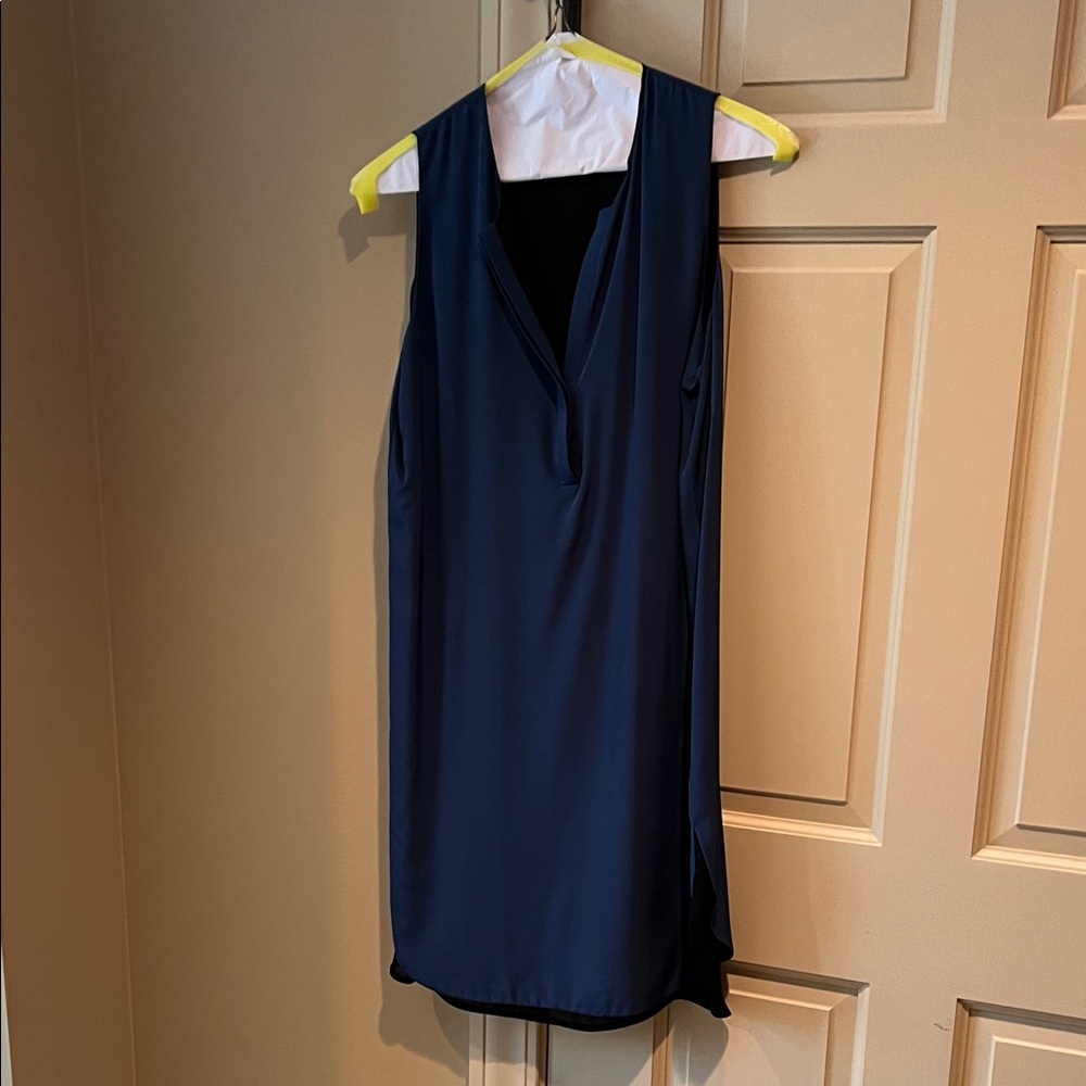 Vince silk Navy Sleeveless V-Neck Dress (fully lined in black)